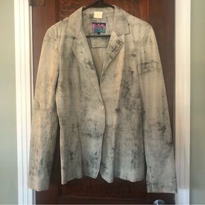 Vintage Distressed Grey Leather Blazer Sample One of a Kind sz S